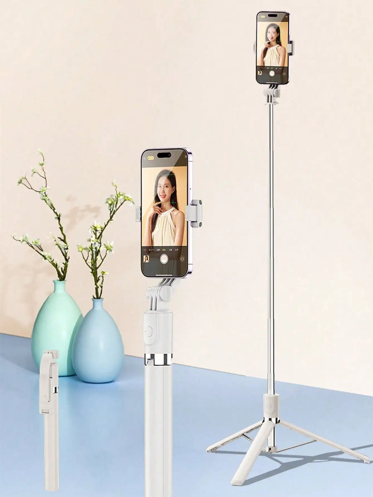 Wireless Selfie Stick with Foldable Phone Tripod