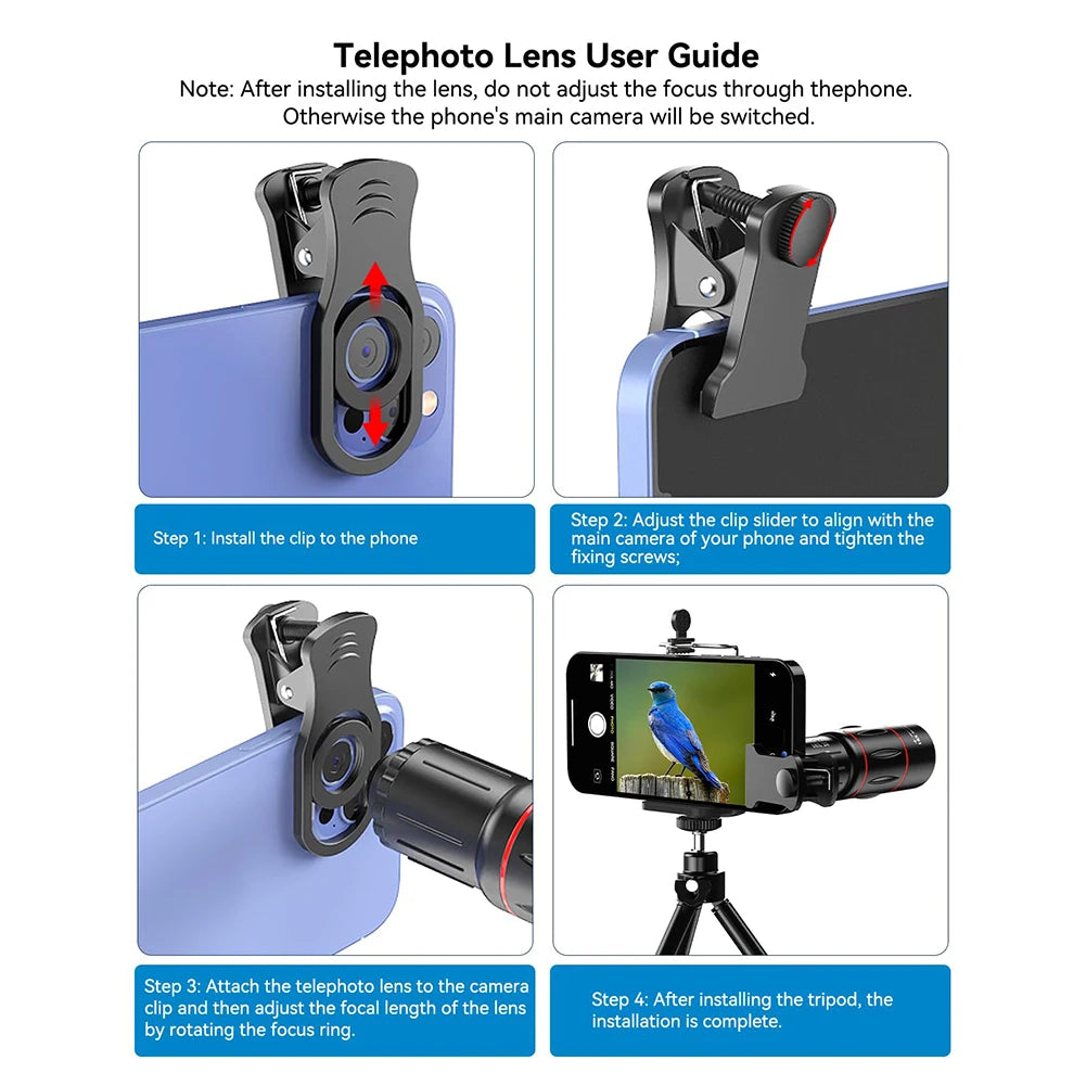 Clip-On Telephoto Lens for iPhone and Android