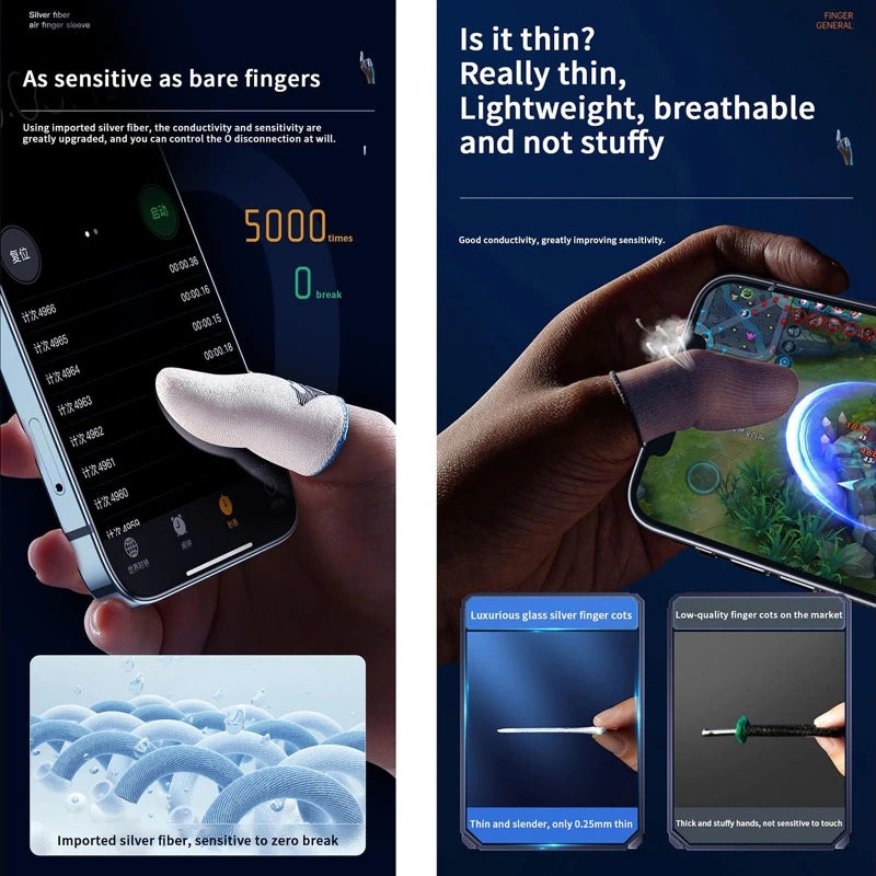 Anti-Sweat Finger Sleeves for Mobile Gamers