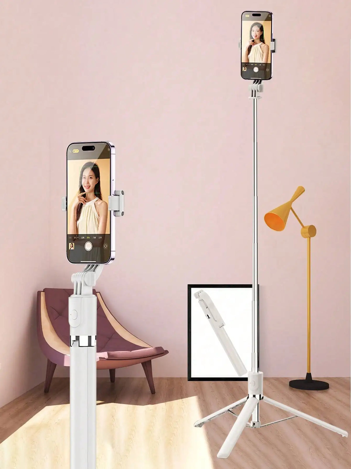 Wireless Selfie Stick with Foldable Phone Tripod