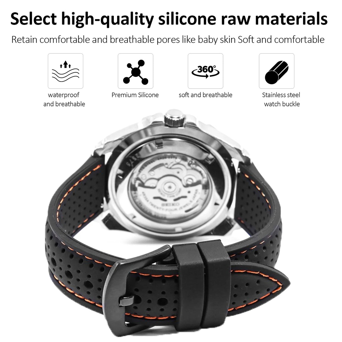 Waterproof Silicone Watch Strap for Everyday Use